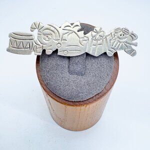 Christmas Holiday Themed Brooch VTG Solid Sterling Silver 925 Size 2.5" Length